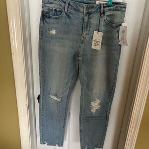 Chic Light Blue Distressed Ankle Jeans